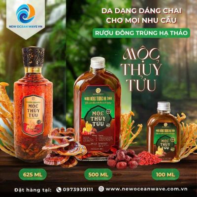 Rượu Đông trùng hạ thảo Mộc Thuỷ Tửu chai dẹp 500 mL