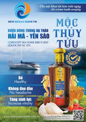 Chai rượu đông trùng hạ thảo Hải Mã - Yến sào 500ml