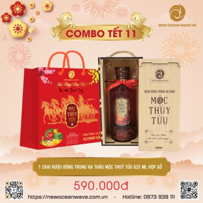 RƯỢU ĐÔNG TRÙNG HẠ THẢO MỘC THUỶ TỬU 625 ML HỘP GỖ