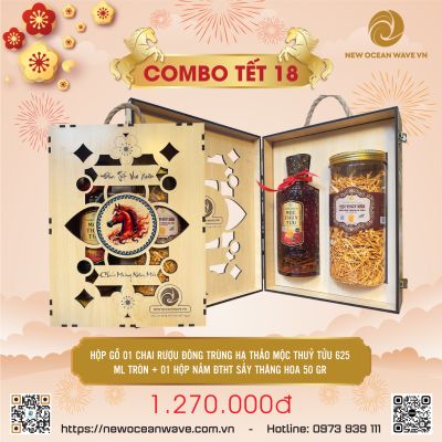 COMBO 18 - Rượu Đông trùng hạ thảo Mộc Thủy Tửu, Đông trùng hạ thảo sấy thăng hoa 50gr