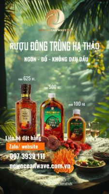 Rượu Đông trùng hạ thảo Mộc Thuỷ Tửu chai dẹp 500 mL