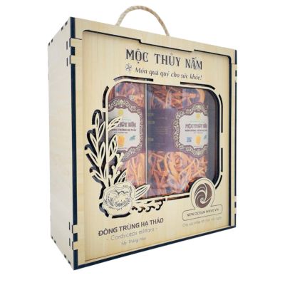 NẤM ĐÔNG TRÙNG HẠ THẢO DƯỢC LIỆU SẤY THĂNG HOA 50GR HỘP GỖ ĐÔI
