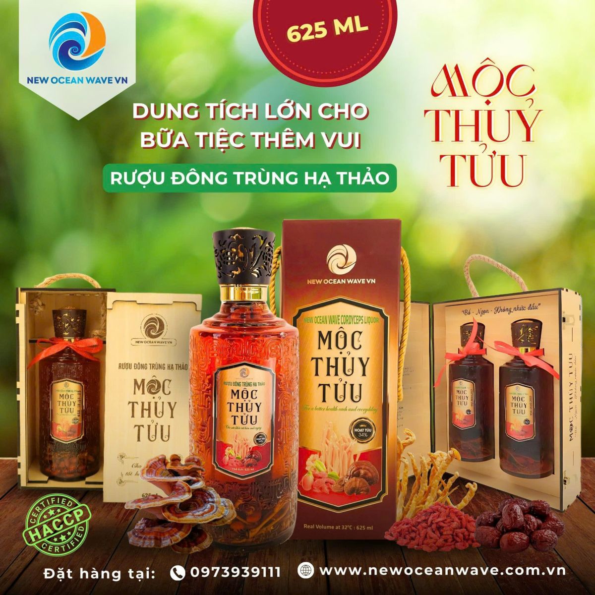 RƯỢU ĐÔNG TRÙNG HẠ THẢO MỘC THỦY TỬU CHAI 625ML - DUNG TÍCH LỚN CHO BỮA TIỆC THÊM VUI