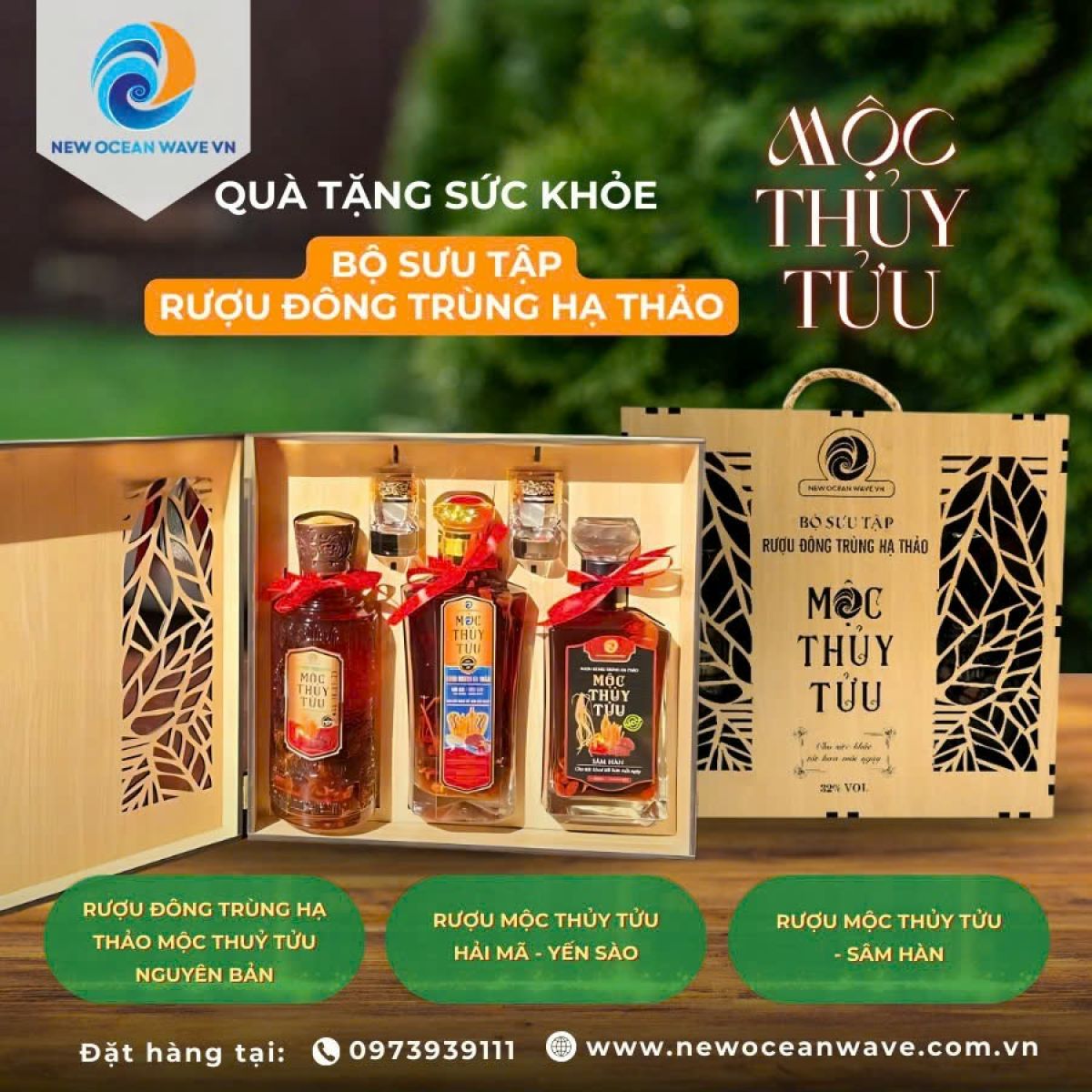 QUÀ TẶNG SỨC KHỎE: BỘ SƯU TẬP  RƯỢU đông trùng hạ thảo MỘC THỦY TỬU