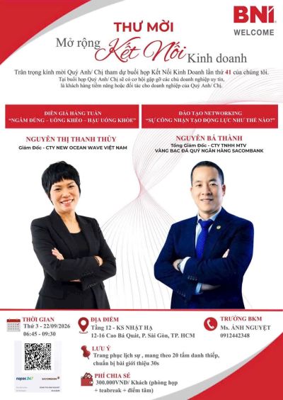 THƯ MỜI THAM DỰ BUỔI HỌP KẾT NỐI KINH DOANH &ndash; BNI WELCOME CHAPTER